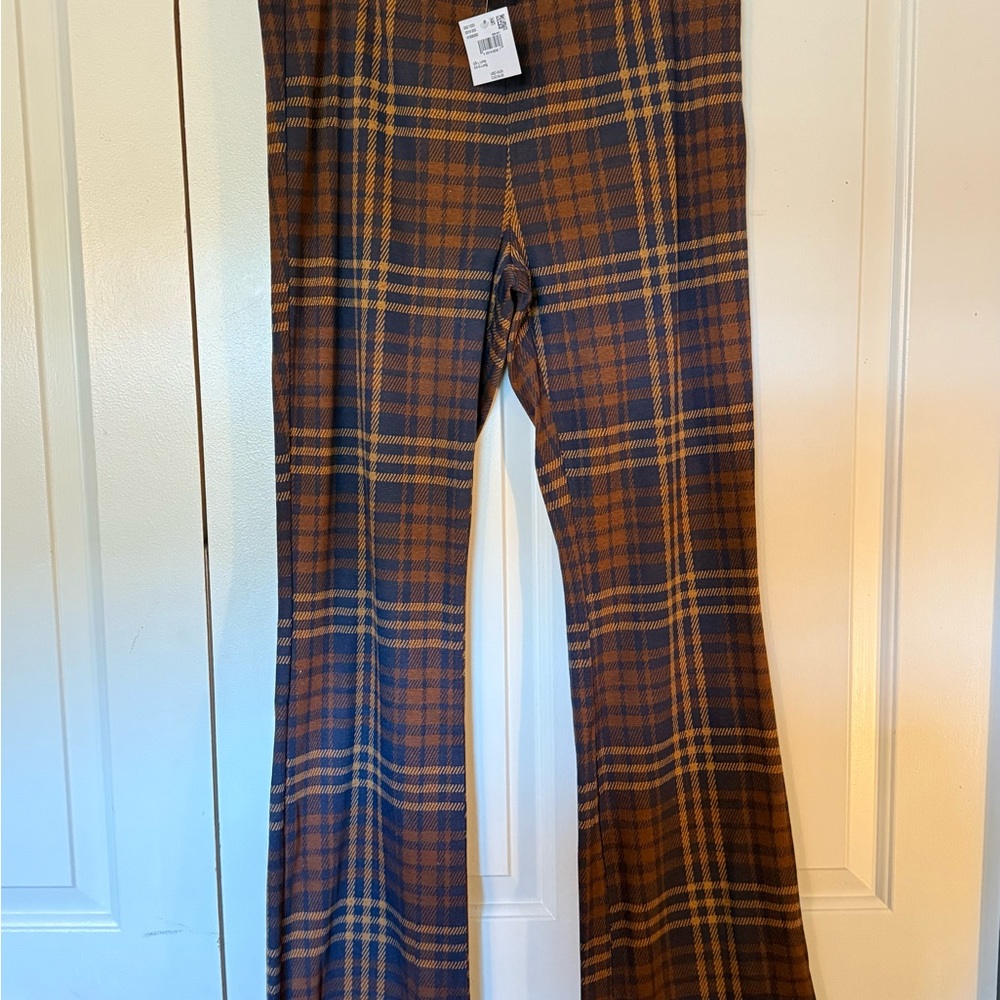 American Eagle Brown Plaid Flare Pants (NWT)